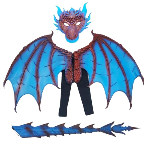 CUCUFA Dragon Kostüm für Kinder Evil Dragon Mask Wings Tail Set PU Schaum Faltbare Kostüme Einer Größe Dragon Cosplay Set Style 3 von CUCUFA