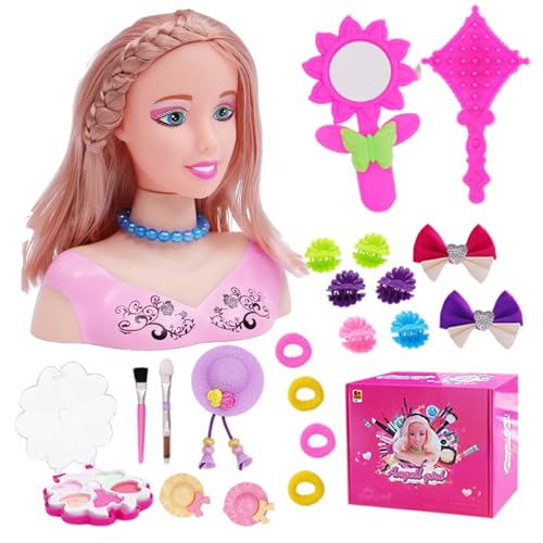 CUCUFA Friseur Make -up -Spielzeug, 35pcs/Set Simulierte Styling -Puppe für Kinder, Set 2 Make -up -Friseur Puppe, Kinderhaarstyling Puppe von CUCUFA