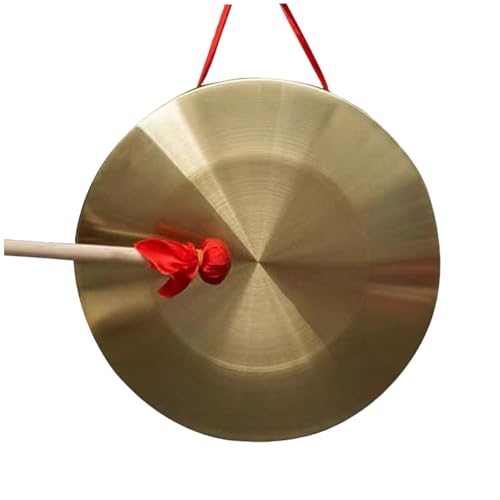 CUCUFA Gong Instrument, 12,6 Zoll Hand Gong Cymbals, Messing Kupfer Gong, Rundspiel Hammer -Drumstick, chinesischer Gong mit Schläger von CUCUFA