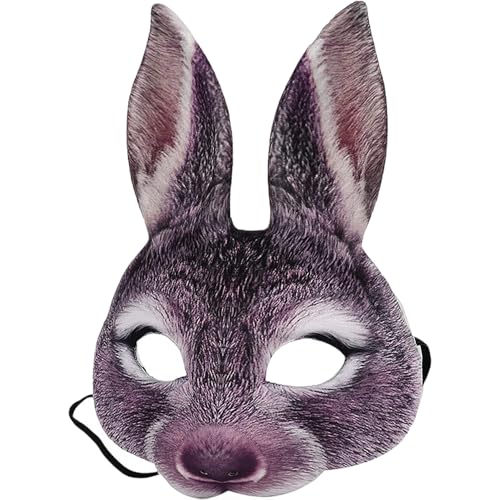 CUCUFA Hasenmaske Faux Halbgesicht Pelz Maske mit Ohren Cartoon Tiermaske Cosplay -Maske für Osterkaninchenmaske von CUCUFA