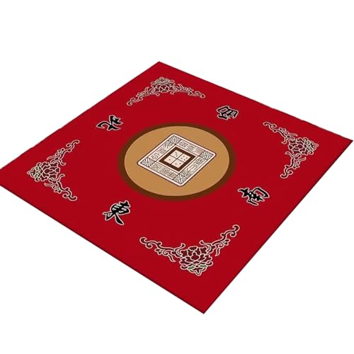 CUCUFA Mahjong-Matte, 32 x 32 Zoll Nicht-Rutsch Mahjong Tischmatte Rausch, die weiche Verschleiß resistente Mahjong-Spielmatte für Poker-, Karten-, Board- und Fliesenspiele Mahjong Matte, rot von CUCUFA