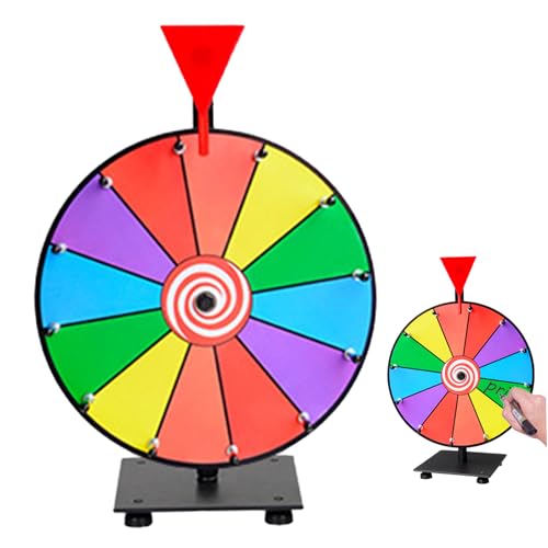 CUCUFA Preisrad, 12 -Zoll -Spinnrad, Tabletop Spinning Prize Wheel, 12 Slots -Preisträger Spinner mit Stand, DIY Roulette Rad für Karneval, Messe, Partyspiele von CUCUFA