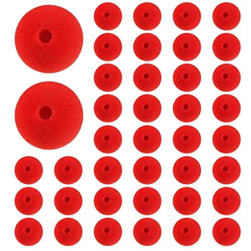 CUCUFA Rote Zirkus Clown Nase, Schwamm Nasen, Weihnachtskostüm -Party Cosplay Halloween Dekor für Kinder Erwachsene 40pcs 50mm von CUCUFA