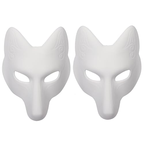 CUCUFA Therian Mask 2pcs Fox Maske Leder Kostüm DIY Blanker Maske Japanische Kabuki -Kitsune -Masken für Maskerade, Fuchsmaske von CUCUFA