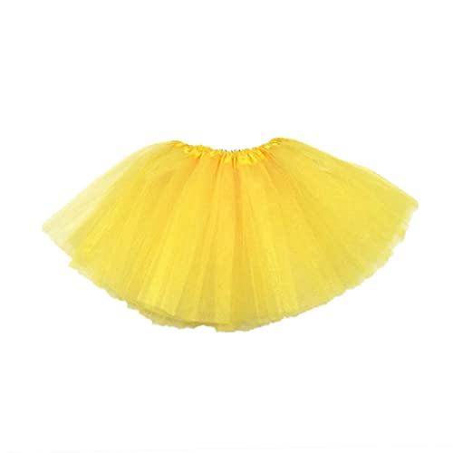 CUCUFA Tutu-Rock, 3-lagiges Tüll-Balletttanzkleid, Tutu-Röcke für Mädchen, Ballett-Tanz-Skorts, mehrlagige Tüll-Tanzröcke für Kinder, Gelbes Kleinkinderkleid von CUCUFA