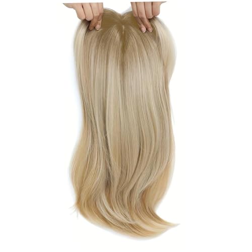 Clip in Pony 18 in Natural Ombre Braun Blonde gekrümmte Clipbonden gefälschte Pony Fake Fringe Human Hair Topper für Frauen von CUCUFA