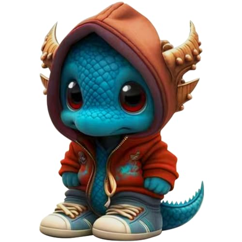 Dragon Ornament Kapuze gekleidet Simulation Cartoon 5inch Harz Dragon Statue Süßes unfeindliches Home Office Tabletop Regal Dragon Dekor für Halloween Christmas Coffee Dragon Ornament von CUCUFA