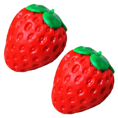 Erdbeerspielzeug für Kinder 3+, 2pcs weiche Safer -Erdbeer -Spielzeugstress Relief Gefälschte Erdbeeren entzückende niedliche Erdbeer -Dekor -Squeezspielzeuge von CUCUFA