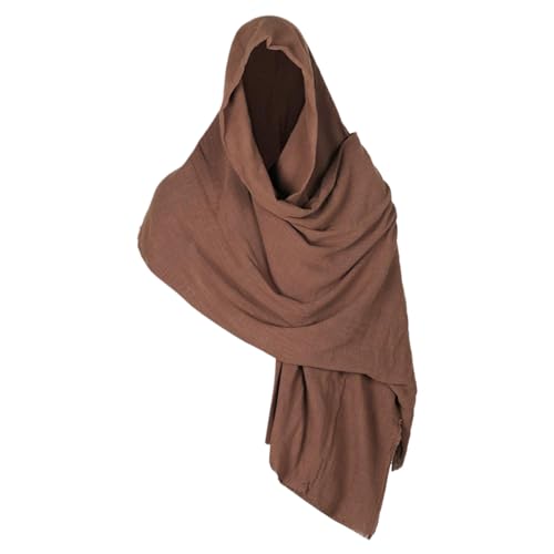 Schalschal Halloween Kapuze Renaissance Shaman Head Schal Cowl für Männer, Frauen Wikinger Kapuze für Cosplay Dark Brown von CUCUFA