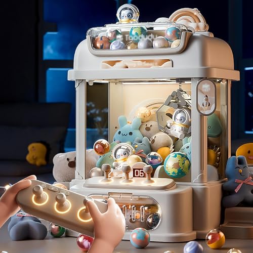 Arcade Automat mit Fernbedienung , Candy Arcade mit 8 Planeten,2 Pandapuppen,25 Puppen,20 Gashapons Geschenkartikel für Kinds ab 8 Jahren ,White von CUCUKAKA