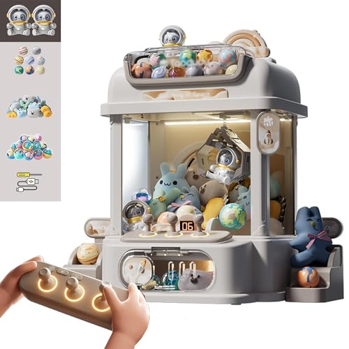 Arcade Automat mit Fernbedienung , Mini Greifautomat mit 8 Planeten,2 Pandapuppen,25 Puppen,20 Gashapons Geschenkartikel für Kinds ab 8 Jahren ,White von CUCUKAKA