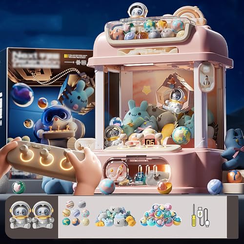 Arcade Automat mit Fernbedienung , Spielautomat mit Licht und Musik,2 Panda-Puppen,25 Puppen,20 Gashapons Geschenke für Erwachsene,Kinds ,Pink von CUCUKAKA