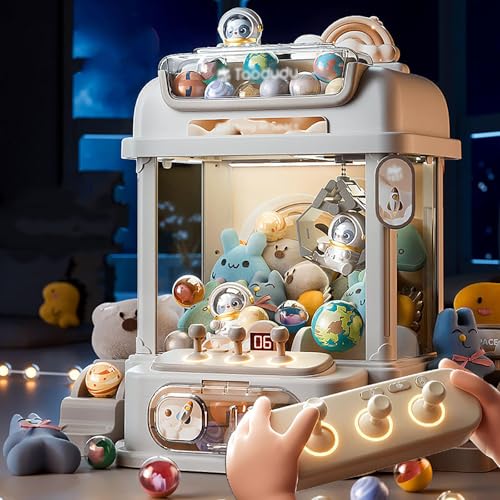 Arcade Automat mit Fernbedienung , Spielautomaten mit 8 Planeten,2 Pandapuppen,25 Puppen,20 Gashapons Geschenkartikel für Kinds ab 8 Jahren ,White von CUCUKAKA