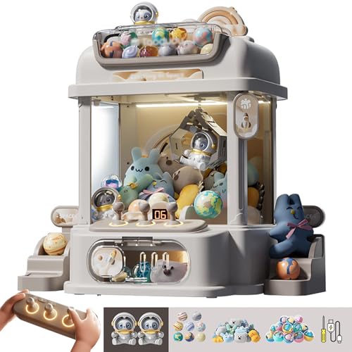 Arcade Automat mit Fernbedienung , Süssigkeiten Automat mit Licht und Musik,2 Panda-Puppen,25 Puppen,20 Gashapons Lustiges Spiel Und Geschenk Für Party ,White von CUCUKAKA