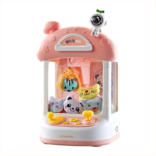 Greifautomat Kinder , Spielautomat mit Licht und Musik,3 Tumbler-Spielzeug,20 Puppen,10 Gashapons , Spielautomat Geschenkideen für Kinds im Alter von 4-12 ,Pink von CUCUKAKA