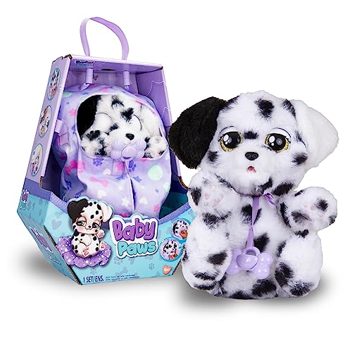 BABY PAWS Dalmatian - Schlafender Hundewelpe und Interaktives Plüschtier Mit Soundfunktion beim Öffnen und Schließen der Augen, inklusive einer Tragedecke-Geschenk Spielzeug für Kinder ab 18 Monaten von BABY PAWS