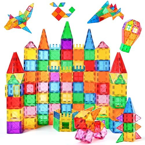 CUIOLTOY Magnetische Bausteine 92PCS, 3D Bunte Magnetspielzeuge Magnet Bausteine für Kinder ab 3 4 5 6 7 Jahre Lernspielzeug Magnetische Bauklötze Geschenke für Jungen Mädchen von CUIOLTOY