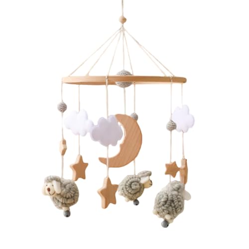 CULASIGN Baby Mobile Babybett, Mobile Baby Windspiel mit Lamm, Baby Mobile für Bett, Hängende Bettglocke Anhänger Geschenk für Neugeborenen Junge Mädchen (Grau) von CULASIGN