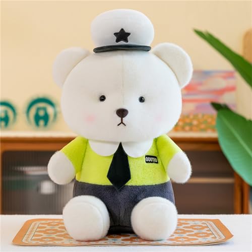 CULASIGN Teddybär Stofftier Plüsch, Niedliches Teddybär Plüschtier Kuscheltier Polizei Bär Geschenk Dekokissen für Weihnachten Valentinstag Geburtstag (23 cm,Grün) von CULASIGN