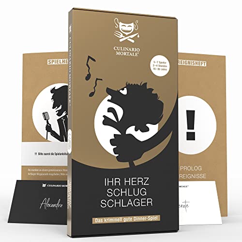 Culinario Mortale® – Ihr Herz schlug Schlager - Krimidinner für Zuhause für 5 bis 7 Personen/unterhaltsames Krimi Dinner für Zuhause/Krimispiele für Erwachsene von CULINARIO MORTALE