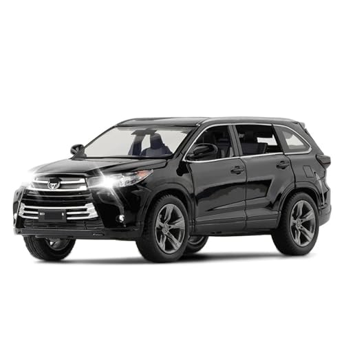 1/32 Für Toyota Highlander SUV Sport Spielzeugauto Druckguss Metalllegierung Miniatur Sound & Light Collection Modell Modellauto(Schwarz) von CULLDA