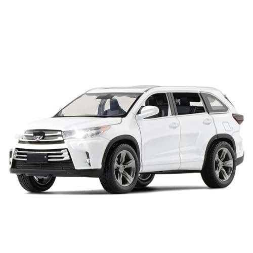 1/32 Für Toyota Highlander SUV Sport Spielzeugauto Druckguss Metalllegierung Miniatur Sound & Light Collection Modell Modellauto(White) von CULLDA