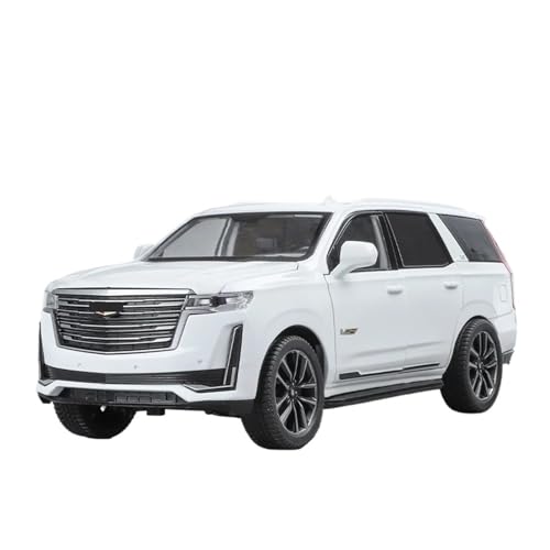 1:24 Für Cadillac Escalade Luxus-SUV Legierungsautomodell Druckguss-Metallmodell Mit Soundlichtern Sechs Türen Offene Vorderradlenkung Modellauto(White) von CULLDA