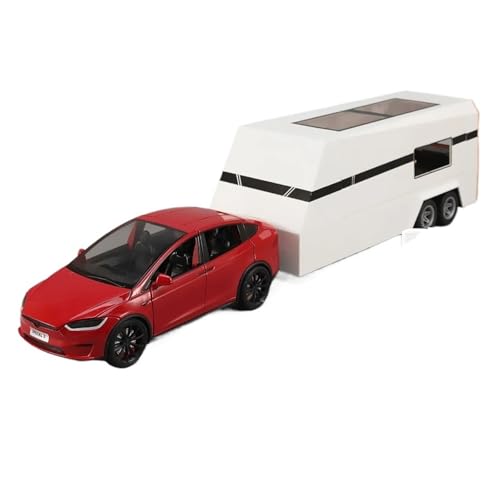 1:24 Für Modell Y Modell X Modell S Anhänger RV Cyber ​​Legierung Druckguss Metall Auto Modell Simulierte LKW Fahrzeug Sammlung Hobby Modellauto(Rot,X) von CULLDA