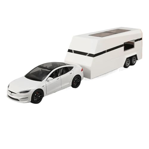 1:24 Für Modell Y Modell X Modell S Anhänger RV Cyber ​​Legierung Druckguss Metall Auto Modell Simulierte LKW Fahrzeug Sammlung Hobby Modellauto(Weiß,S) von CULLDA