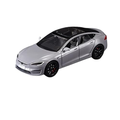 1:24 Für Tesla Model S Simulation Legierung Auto Diecast Metall Modell Auto Sound Licht Spielzeug Display Erweiterte Modell Ornamente Modellauto(Gray) von CULLDA