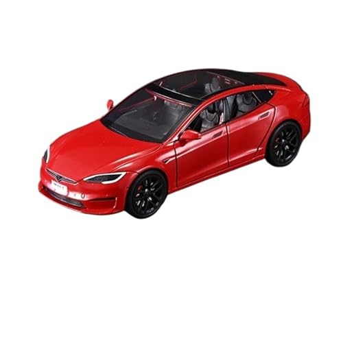 1:24 Für Tesla Model S Simulation Legierung Auto Diecast Metall Modell Auto Sound Licht Spielzeug Display Erweiterte Modell Ornamente Modellauto(Rot) von CULLDA