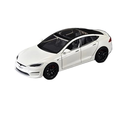 1:24 Für Tesla Model S Simulation Legierung Auto Diecast Metall Modell Auto Sound Licht Spielzeug Display Erweiterte Modell Ornamente Modellauto(White) von CULLDA