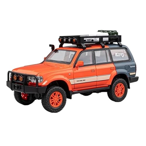 1:24 Für Toyota Land Cruiser LC80 SUV Legierung Diecast Modell Zurückziehen Spielzeug Dekorative Trendige Ornamente Modellauto(Orange) von CULLDA