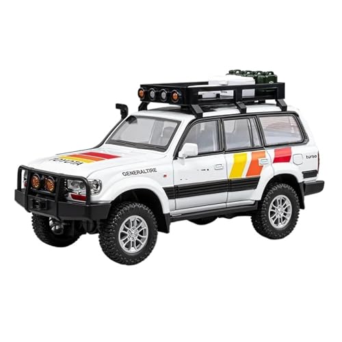 1:24 Für Toyota Land Cruiser LC80 SUV Legierung Diecast Modell Zurückziehen Spielzeug Dekorative Trendige Ornamente Modellauto(White) von CULLDA