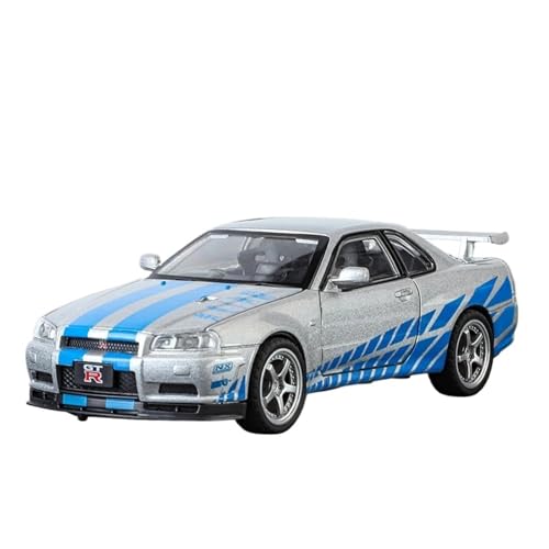 1:32 Für Nissan Skyline Ares GTR R34 Legierung Klassisches Sportwagenmodell Druckguss-Metallauto-Spielzeugmodell Hohe Simulationsdetails Modellauto(C) von CULLDA