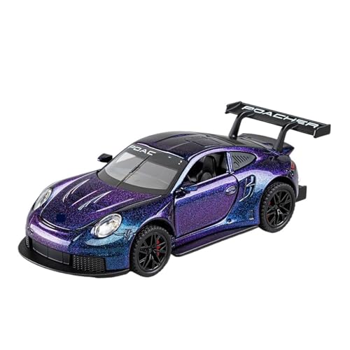 1:32 Für Porsche 911 GT3 RS Legierungs-Sportwagenmodell Rennspielzeug Aus Druckgussmetall Mit Hochsimuliertem Sound Und Lichtspielzeug Modellauto(Purple) von CULLDA