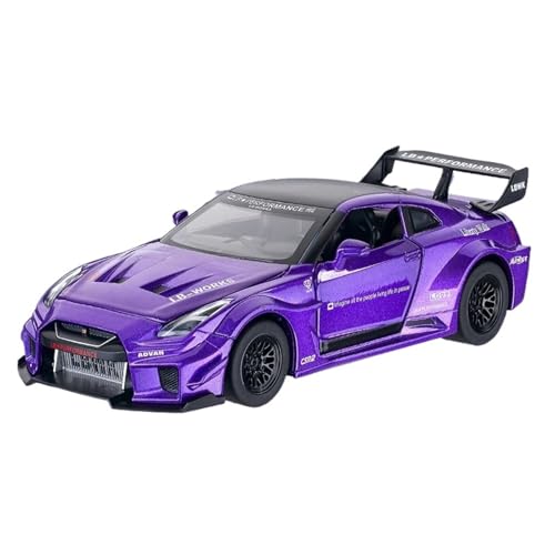 1:32 Für Skyline Ares Nissan GTR CSR2 Legierung Rennwagenmodell Druckguss Metall Simulation Spielzeug Sportwagenmodell Mit Ton Und Licht Modellauto(Purple) von CULLDA