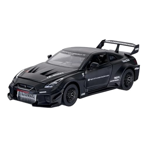 1:32 Für Skyline Ares Nissan GTR CSR2 Legierung Rennwagenmodell Druckguss Metall Simulation Spielzeug Sportwagenmodell Mit Ton Und Licht Modellauto(Schwarz) von CULLDA