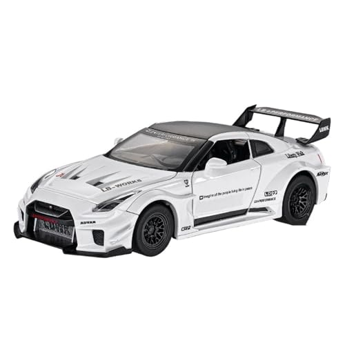 1:32 Für Skyline Ares Nissan GTR CSR2 Legierung Rennwagenmodell Druckguss Metall Simulation Spielzeug Sportwagenmodell Mit Ton Und Licht Modellauto(White) von CULLDA