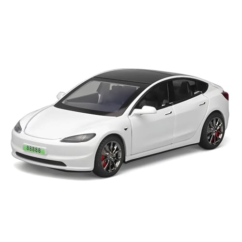 1:32 Für Tesla Model 3 2024 Legierungsautomodell Metallautomodell Hohe Simulation Sound- Und Lichtkollektion Trendiges Spielzeug Modellauto(White,A) von CULLDA