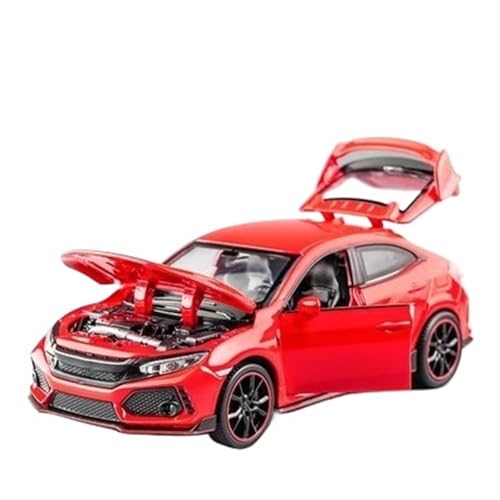 1:32 für Honda Civic Type-R Legierungsauto-Sammlung Modellverzierungen Sportwagenmodell-Spielzeugauto aus Metalldruckguss mit Ton und Licht Modellauto(Red2) von CULLDA