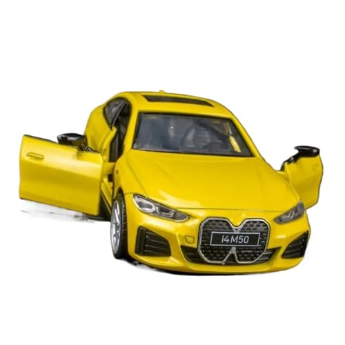 1:34 Für BMW I4 M50 Coupe Legierungsautomodell Spielzeug-Sportwagen Aus Metalldruckguss Automodell Mit Simulationssound Und Licht Modellauto(Yellow) von CULLDA