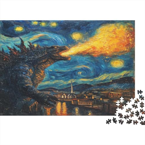 CULPRT Godzilla Holzpuzzles 1000 Teile Für Erwachsene Family Challenging Games Geburtstagsgeschenk Lernspiel Moderne Wohnkultur Stress Relief 1000pcs (75x50cm) von CULPRT