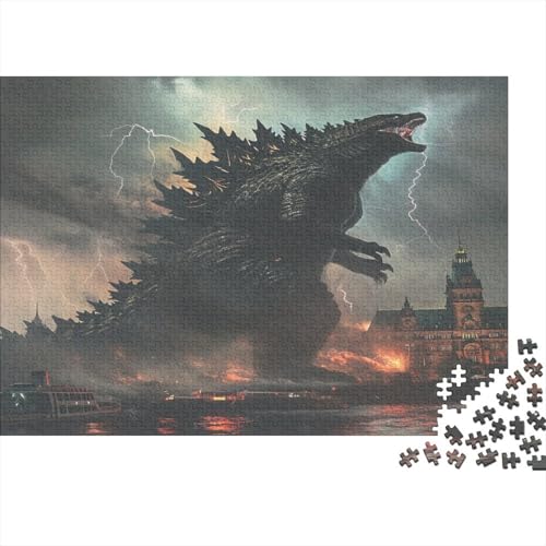 CULPRT Godzilla Holzpuzzles 1000 Teile Für Erwachsene Geburtstagsgeschenk Educational Game Moderne Wohnkultur Family Challenging Games Stress Relief Toy 1000pcs (75x50cm) von CULPRT