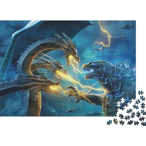 CULPRT Godzilla Holzpuzzles 300 Teile Erwachsene Home Decor Geburtstagsgeschenk Family Challenging Games Educational Game Stress Relief 300pcs (40x28cm) von CULPRT