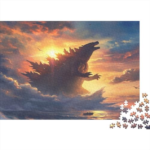 CULPRT Godzilla Holzpuzzles 300 Teile Erwachsene Wohnkultur Geschicklichkeitsspiel Für Die Ganze Familie Lernspiel Geburtstagsgeschenk Stress Relief 300pcs (40x28cm) von CULPRT