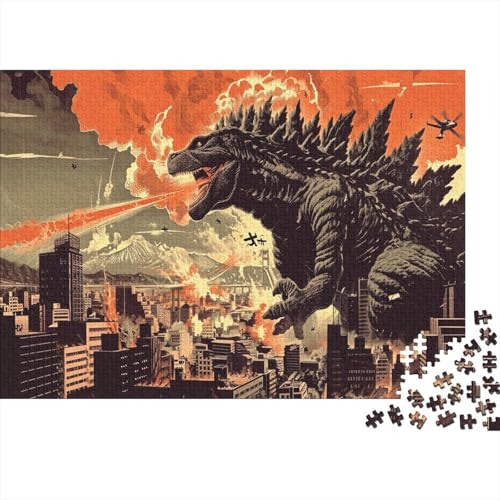 CULPRT Godzilla Holzpuzzles Erwachsene 500 Teile Geburtstagsgeschenk Family Challenging Games Moderne Wohnkultur Educational Game Stress Relief 500pcs (52x38cm) von CULPRT