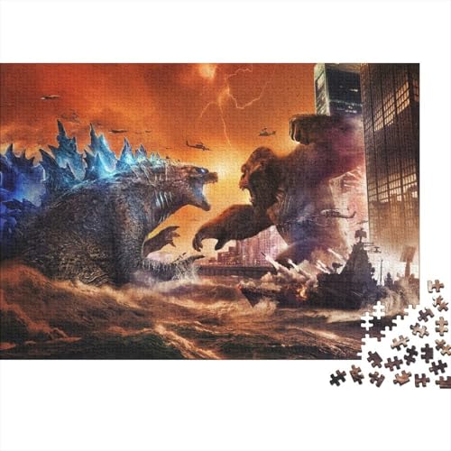 CULPRT Godzilla Holzpuzzles Für Erwachsene 1000 Teile Educational Game Family Challenging Games Home Decor Geburtstagsgeschenk Stress Relief 1000pcs (75x50cm) von CULPRT