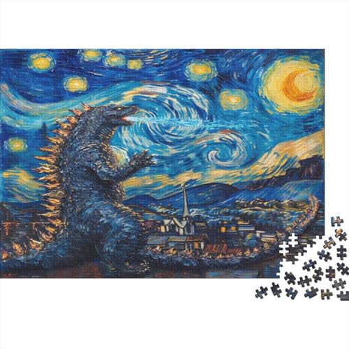 CULPRT Godzilla Holzpuzzless 500 Teile Erwachsene Lernspiel Moderne Wohnkultur Family Challenging Games Geburtstagsgeschenk Stress Relief Toy 500pcs (52x38cm) von CULPRT