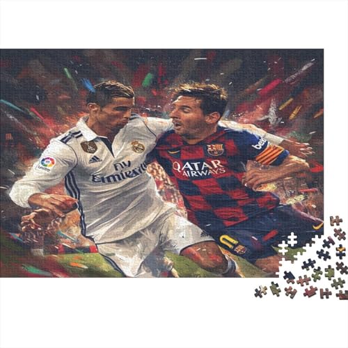 CULPRT Messi and Ronaldo Holzpuzzles 500 Teile Für Erwachsene Geburtstagsgeschenk Educational Game Moderne Wohnkultur Family Challenging Games Stress Relief Toy 500pcs (52x38cm) von CULPRT